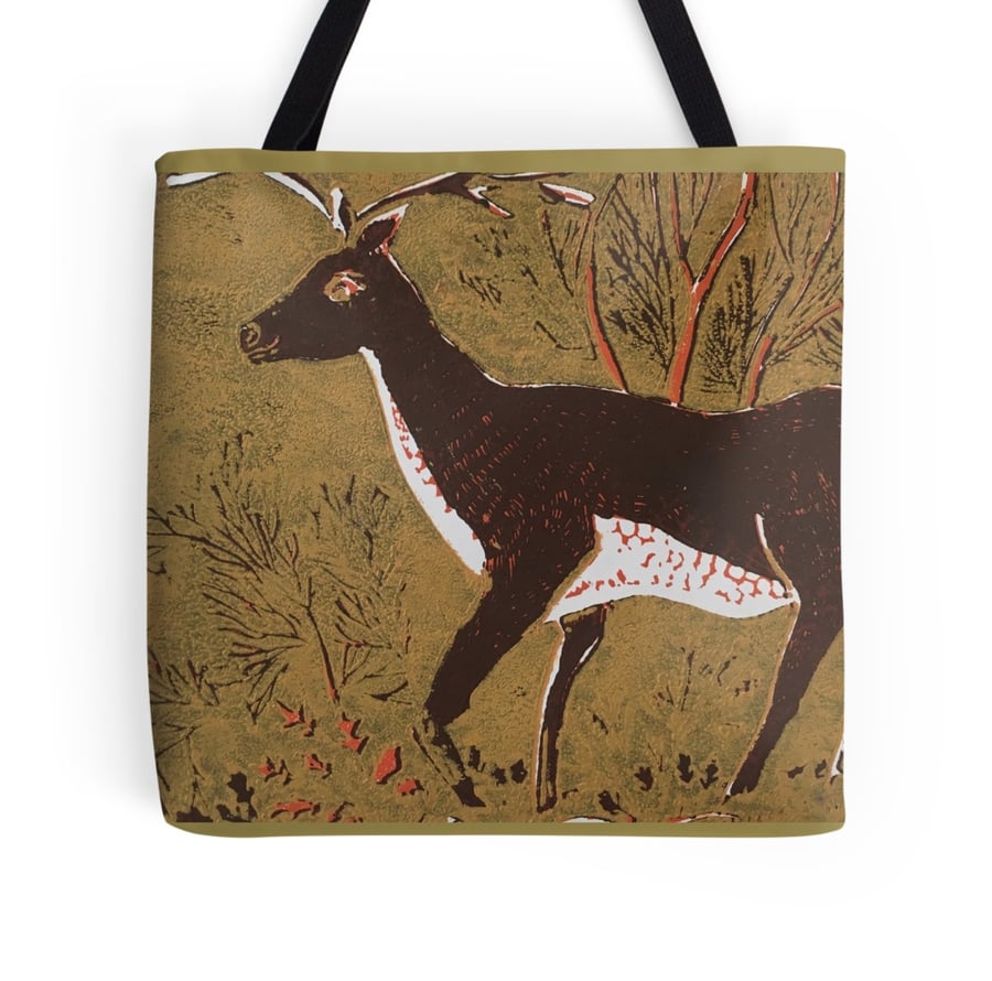 Beautiful Tote Bag Featuring The Design ‘Gentle Giant Of The Wood’ gold