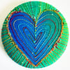 58mm Fabric Badge with Free Machine Embroidery Hand Dyed Silks and Cottons Badge