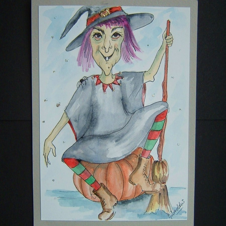 Art painting 7x5 original paintings Halloween witch 146