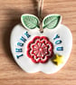 Gift for teacher small ceramic Thank You apple decoration