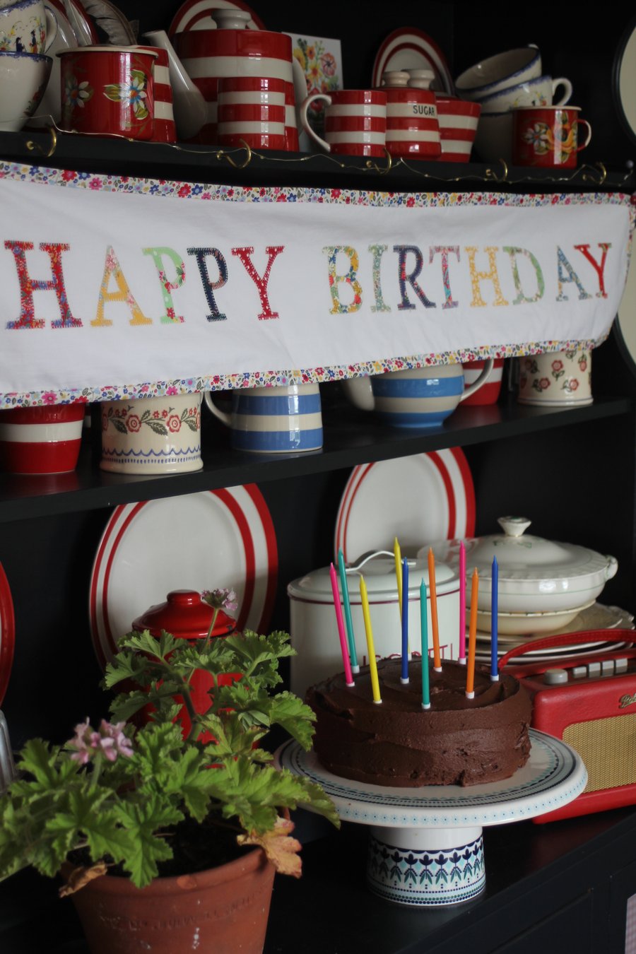 Floral 'Brights' Happy Birthday fabric banner
