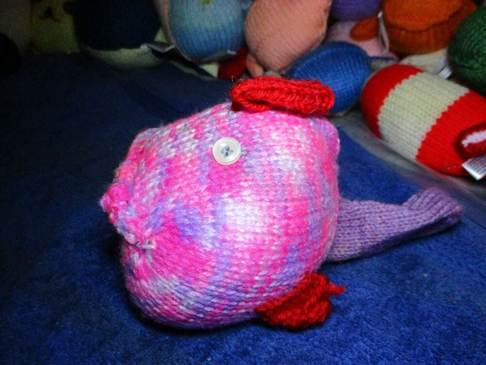 Pink and Purple Rainbow Midi Fish with White Eyes Knitted By KM