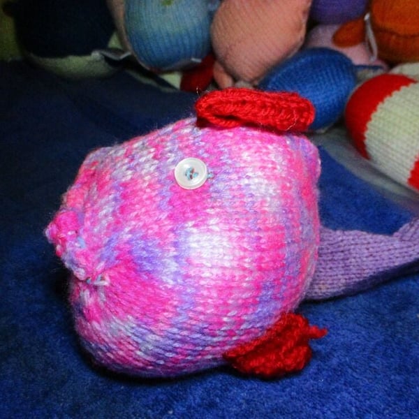 Pink and Purple Rainbow Midi Fish with White Eyes Knitted By KM