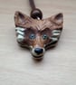 Hand Carved Wooden  Fox  Necklace 