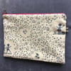 Large Zip Pouch in Linen with sprig pattern