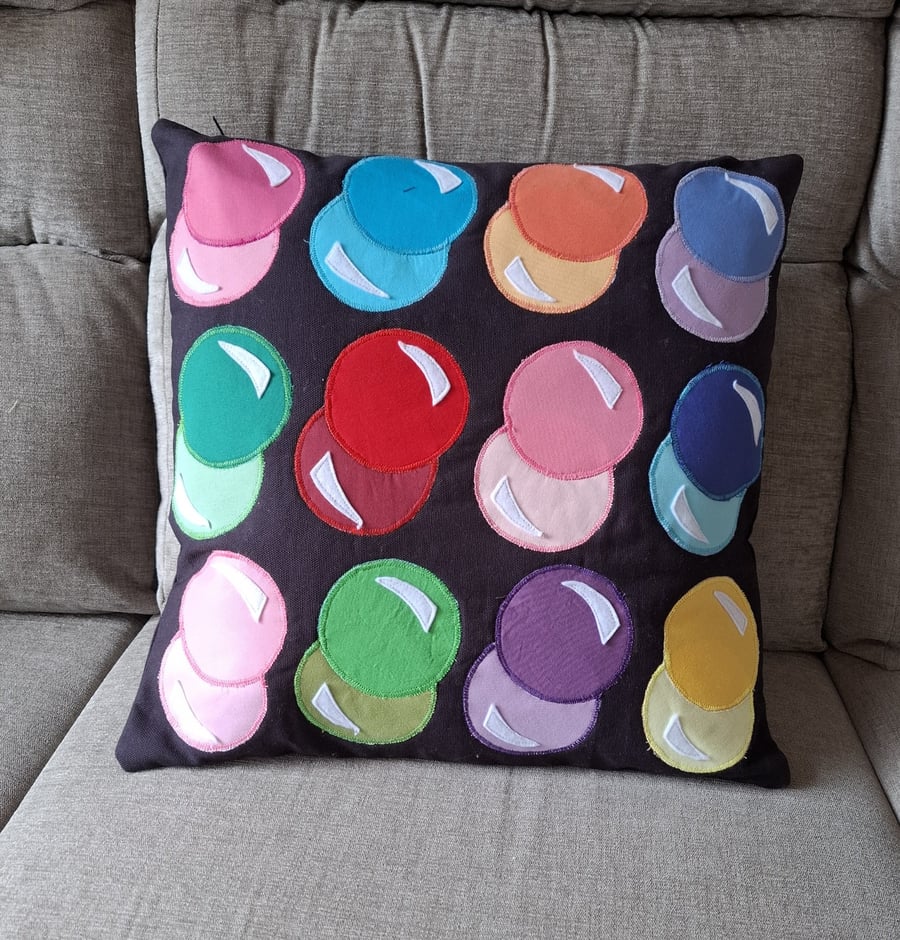 Soft canvas applique cushion cover