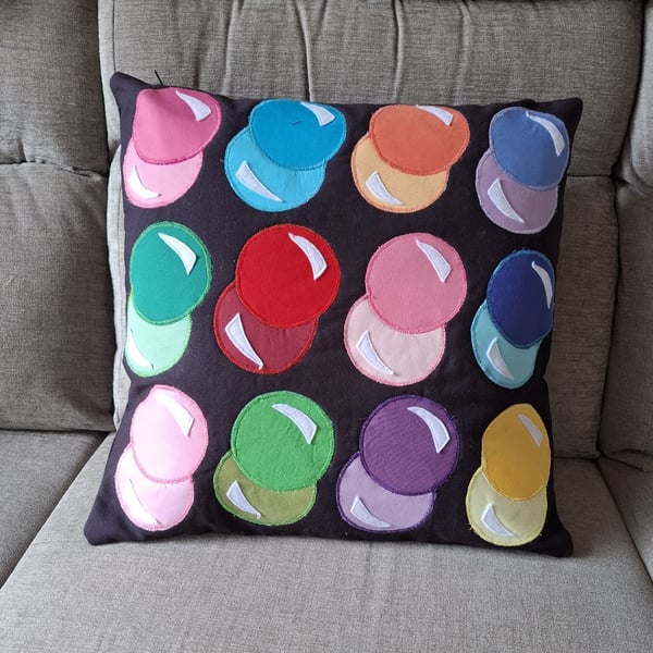 Soft canvas applique cushion cover