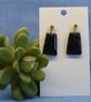 Black Speckled Trapeze Earrings