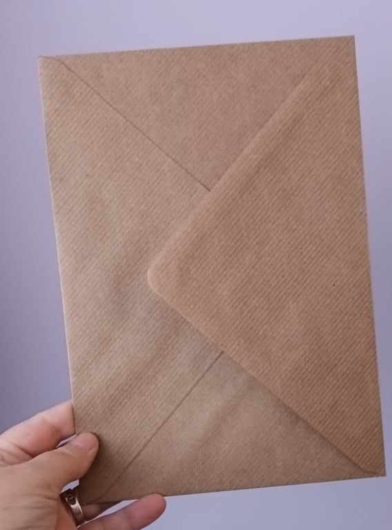 C5 A5 Kraft Brown Ribbed Envelopes For Cardmaking, Wedding. 120gsm Pack Of 6
