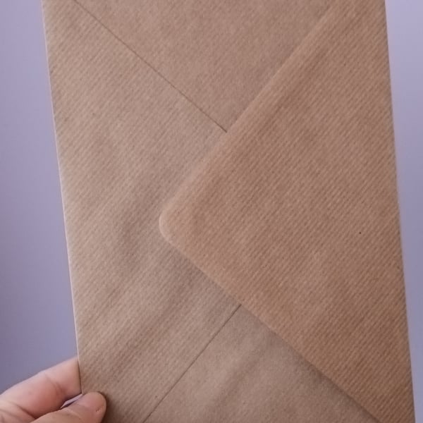 C5 A5 Kraft Brown Ribbed Envelopes For Cardmaking Diamond Flap 120gsm Pack Of 6
