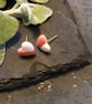 Ceramic heart earrings - pink - Image 1
