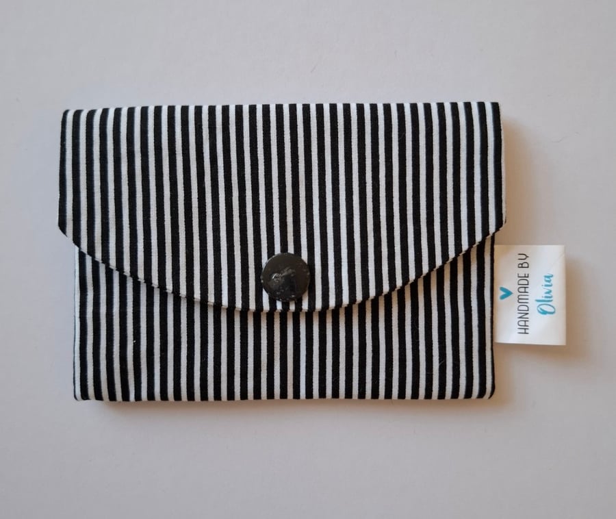 Perfectly imperfect - black and white striped card holder 