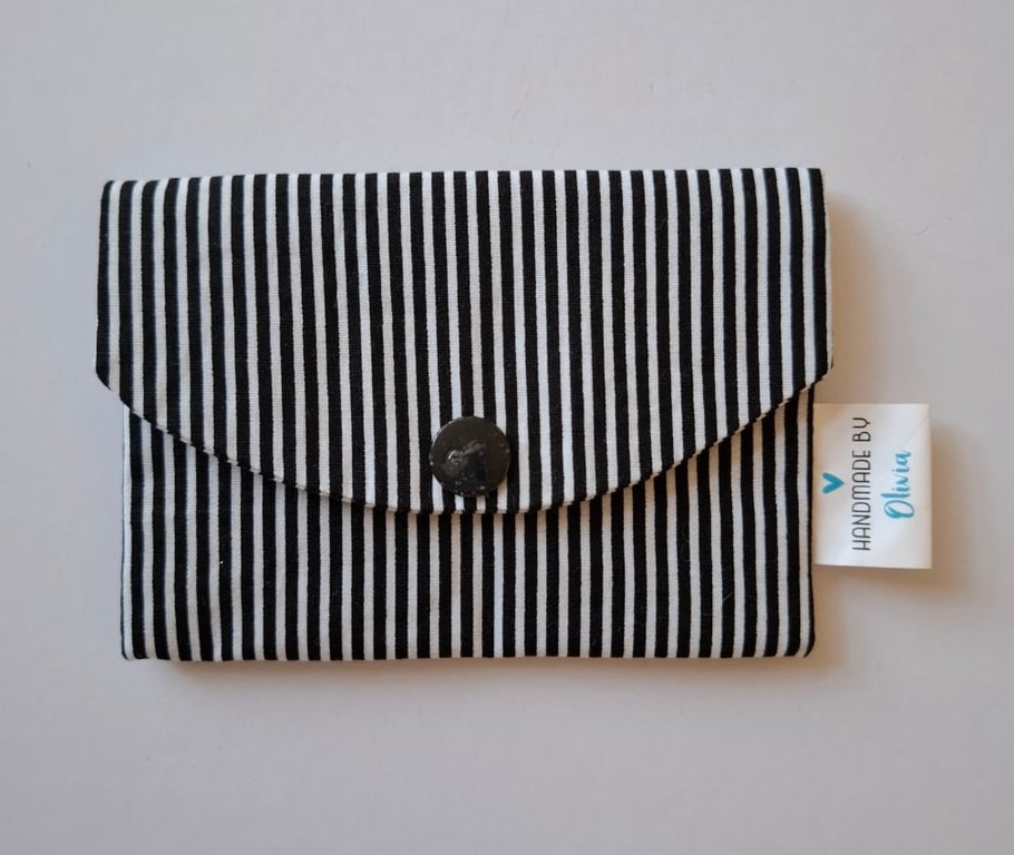 Perfectly imperfect - black and white striped card holder 