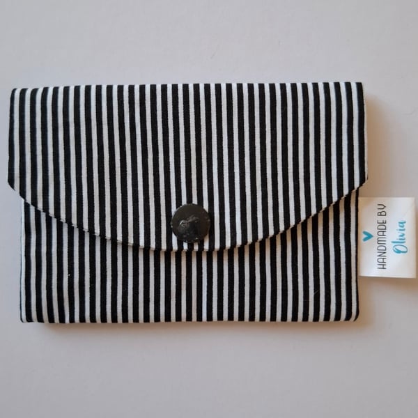 Perfectly imperfect - black and white striped card holder 