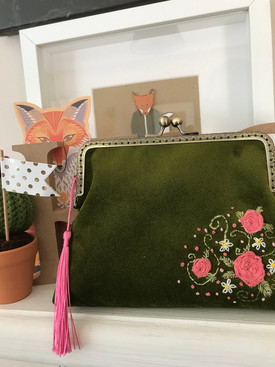 Green Velvet Clutch purse