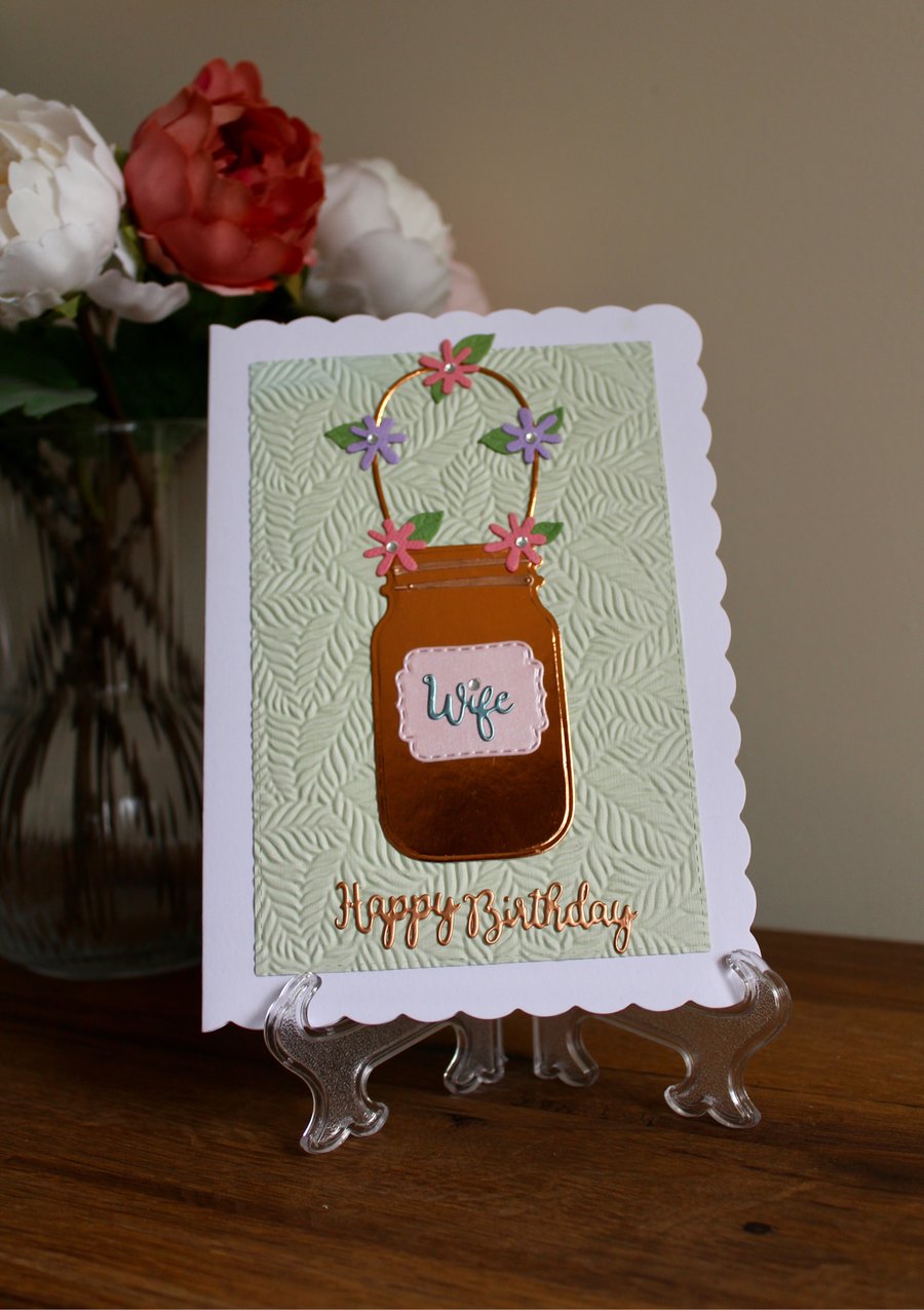 Wife Mason Jar Birthday Card