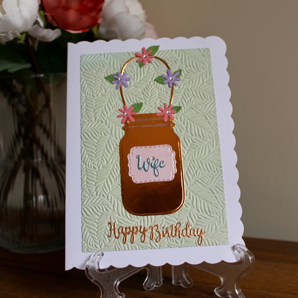 Wife Mason Jar Birthday Card