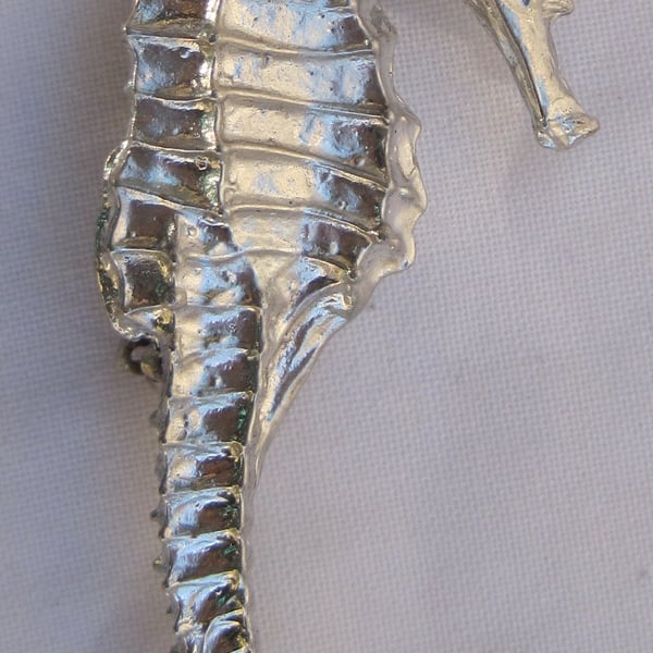 Seahorse pewter brooch