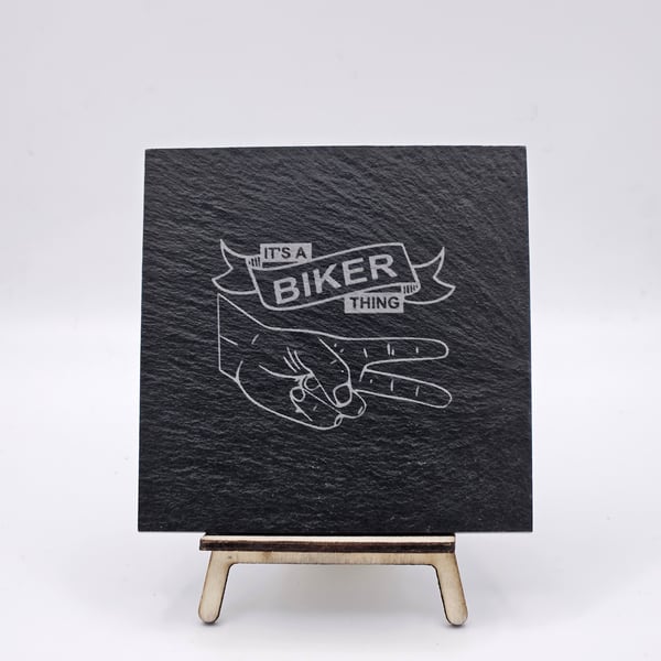 Motorbike engraved slate