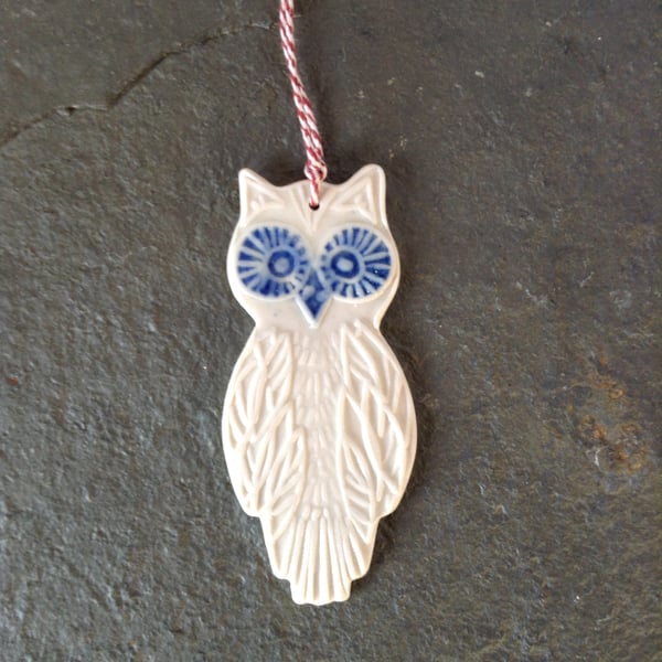 Scandi Porcelain white hygge Owl Christmas decoration The Porcelain Menagerie