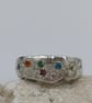 Chunky Multicolour Gem Signet Ring - SIze N