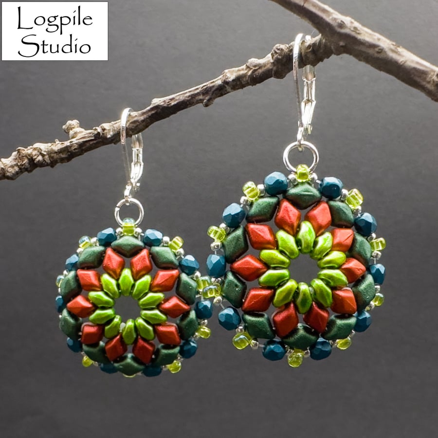 Beaded Flower Design Earrings