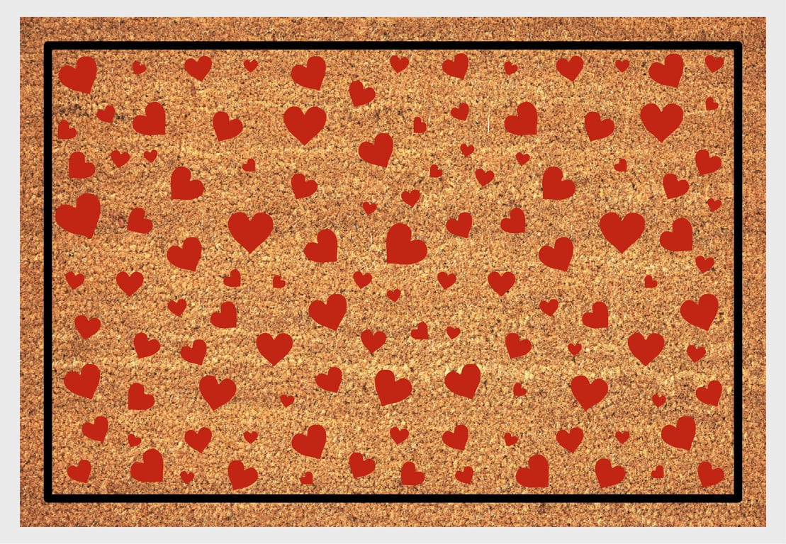 Hearts Door Mat - Hearts Welcome Mat - 3 Sizes