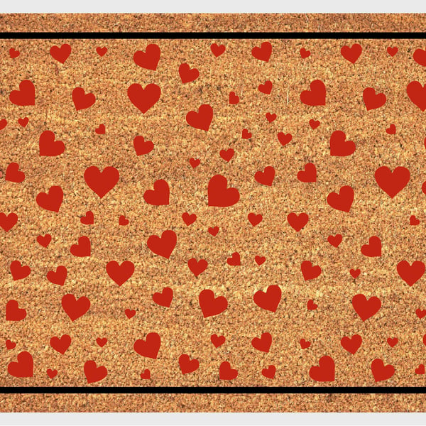 Hearts Door Mat - Hearts Welcome Mat - 3 Sizes