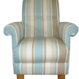 Laura Ashley Awning Stripe Duck Egg Fabric Adult Chair Armchair Green Blue