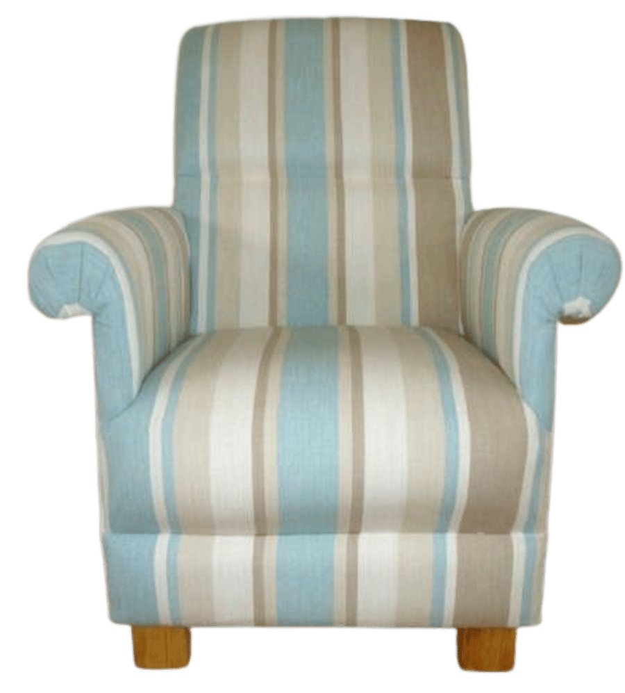 Laura Ashley Awning Stripe Duck Egg Fabric Adult Chair Armchair Green Blue