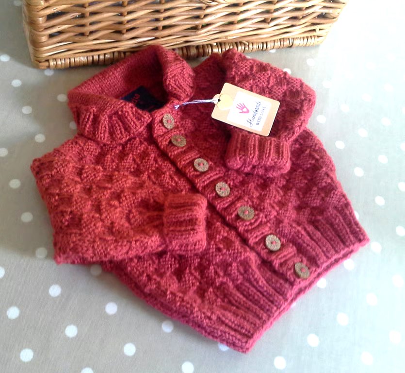 Baby Boy's Hand Knitted Textured Cardigan  size  9-18 months size
