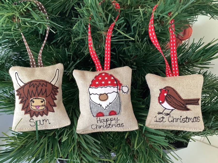 Personalised Xmas Tree Hanger with Optional Lavender Scent - Choice of Design