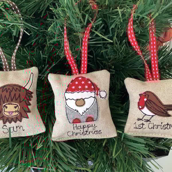 Personalised Xmas Tree Hanger with Optional Lavender Scent - Choice of Design