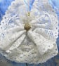 Handmade Lace Christmas Angel Decoration White Gold Burgundy No.2 - Image 2