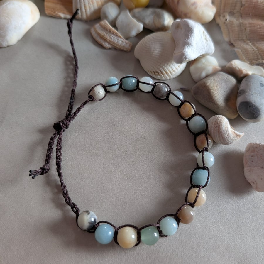 Amazonite calming macrame bracelet