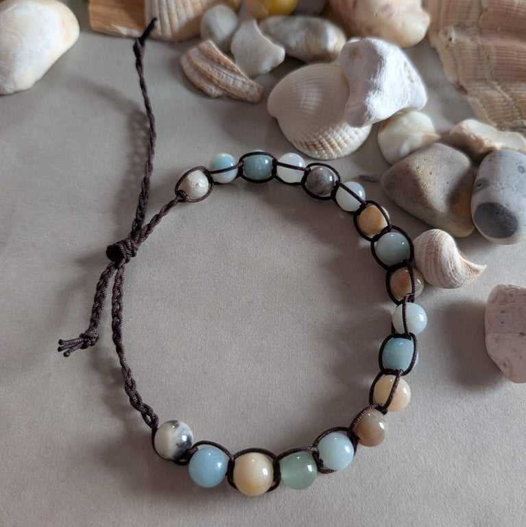 Amazonite calming macrame bracelet