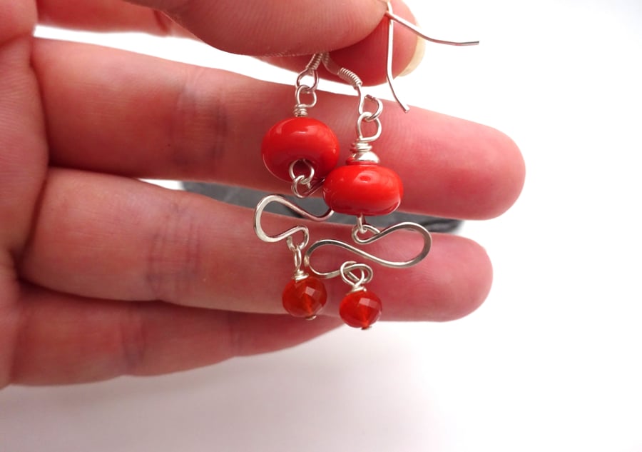 carnelian sterling silver earrings