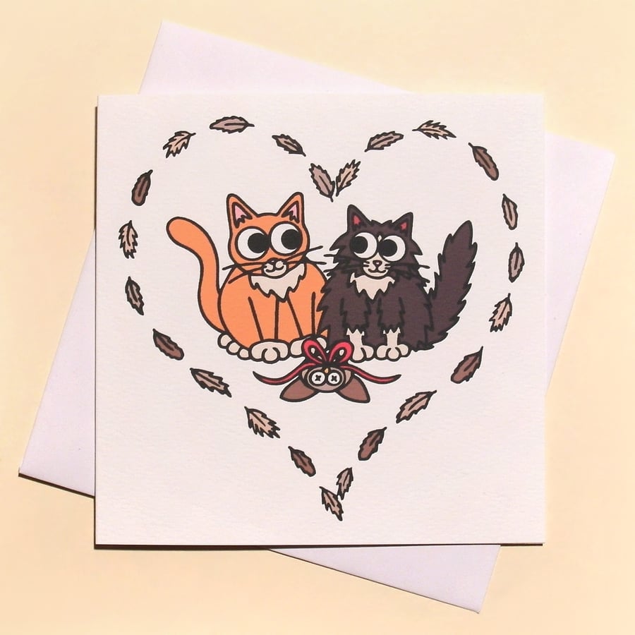 Love Card with Cats - Valentine's, anniversary or general love card Q-LCT
