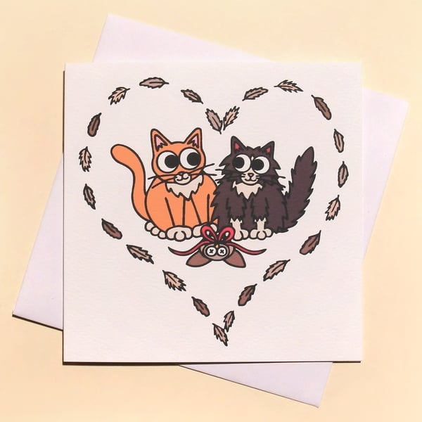 Love Card with Cats - Valentine's, anniversary or general love card Q-LCT