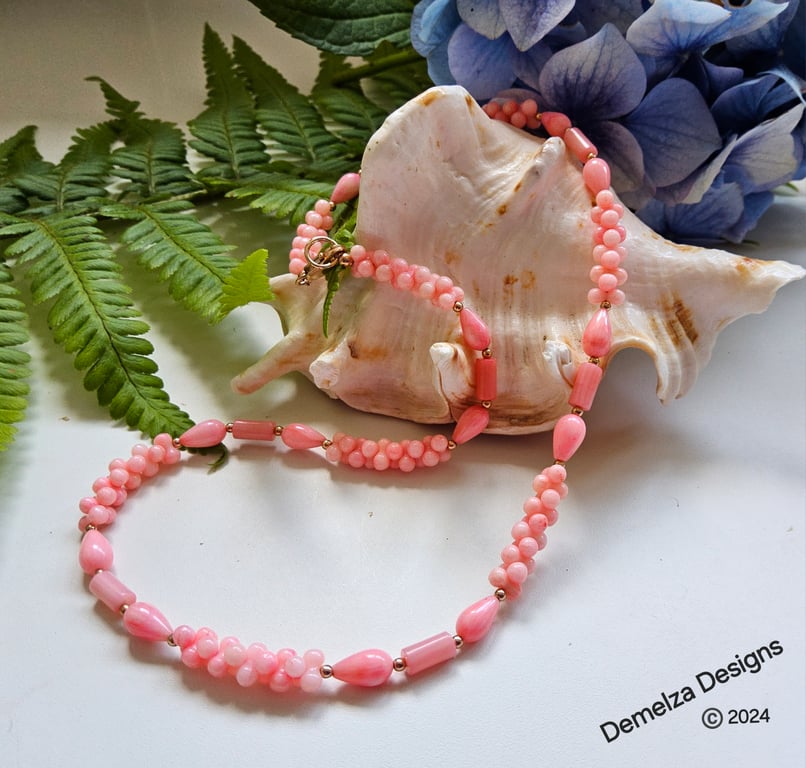 Designer Eco Bamboo Coral Rose Gold Vermeil (Over Sterling Silver) Necklace