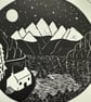 Perfectly Imperfect - Moonlit Mountains - original hand burnished lino print - Image 5