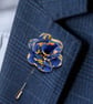 Blue Flower Lapel Pin, Blue Flower, Wedding Buttonhole - Image 2