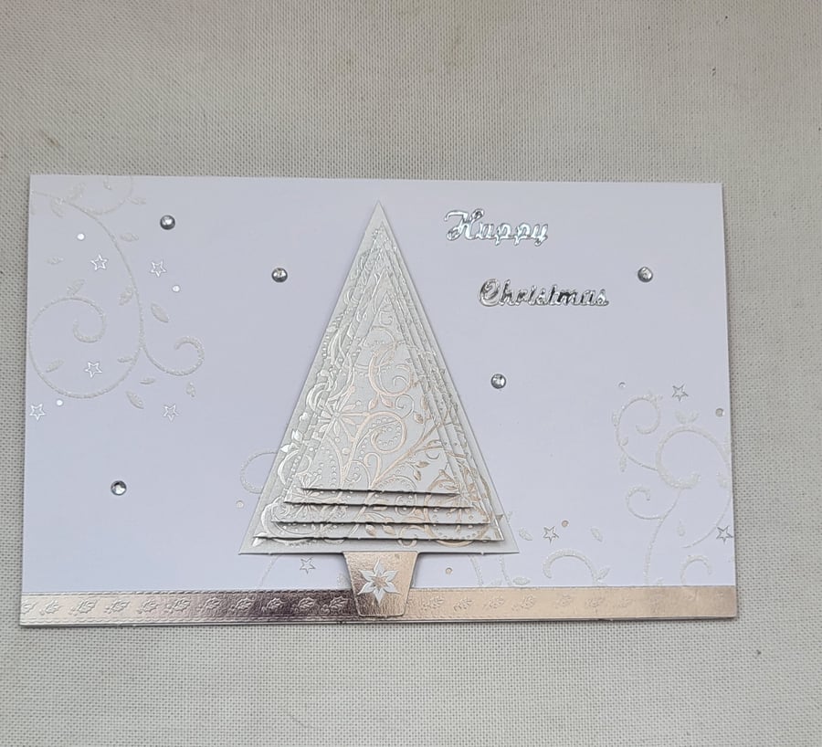 Handmade Christmas greeting card - Christmas tree. 