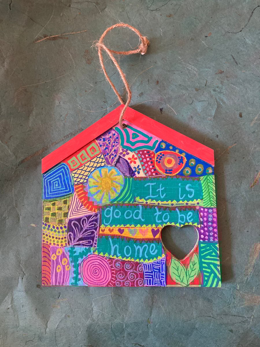 It is good to be home up cycled hanging decoration 