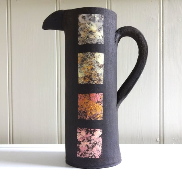 Jug vase, colourful abstract ceramic pottery, gift idea, handmade. Free shipping