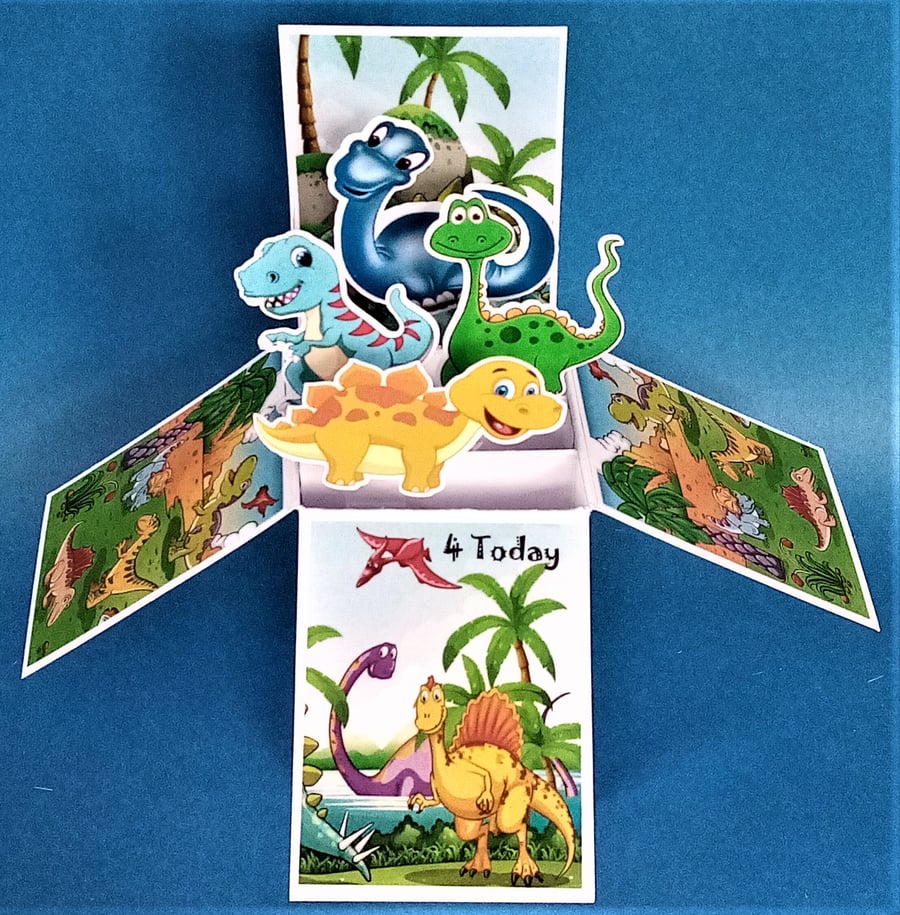 4th Birthday Card with Dinosaurs