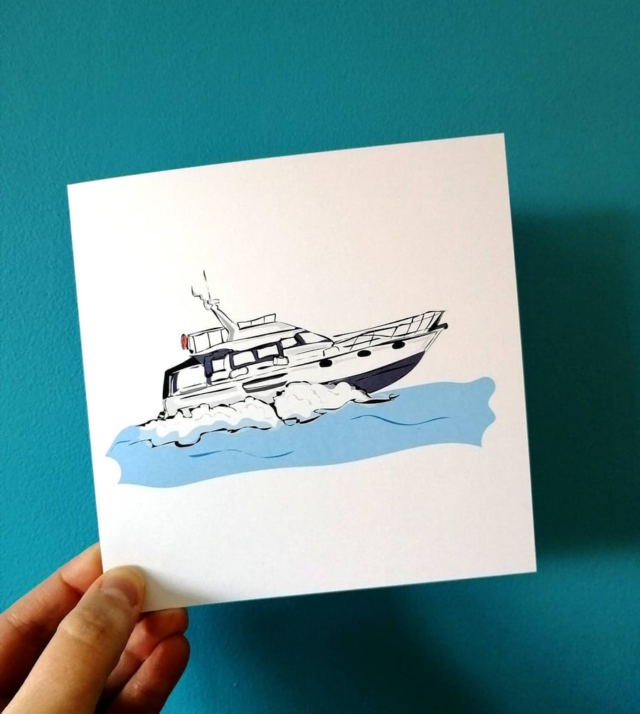 Boat Card, speed boat card, sailing boat card, birthday card, speedboat, sailing