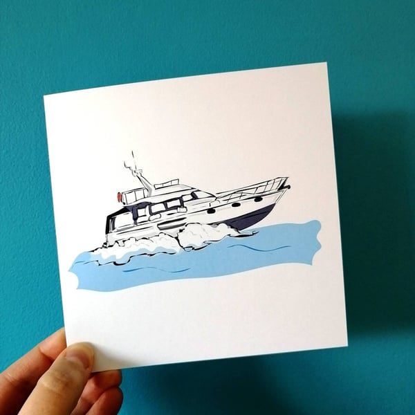 Boat Card, speed boat card, sailing boat card, birthday card, speedboat, sailing