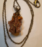 Handcrafted Wire Wrapped Raw Aragonite and Amber Unisex Pendant - Image 2