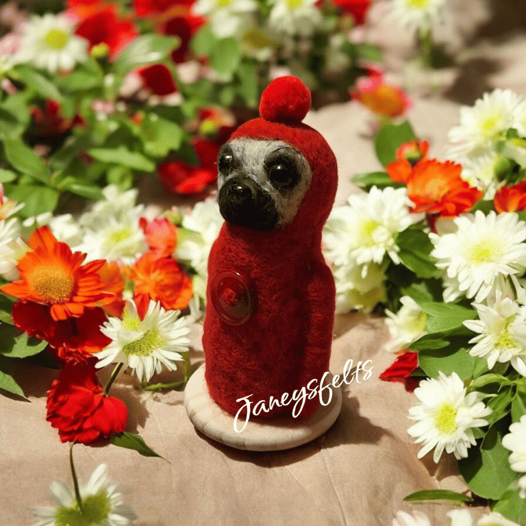 Needle felted pug
